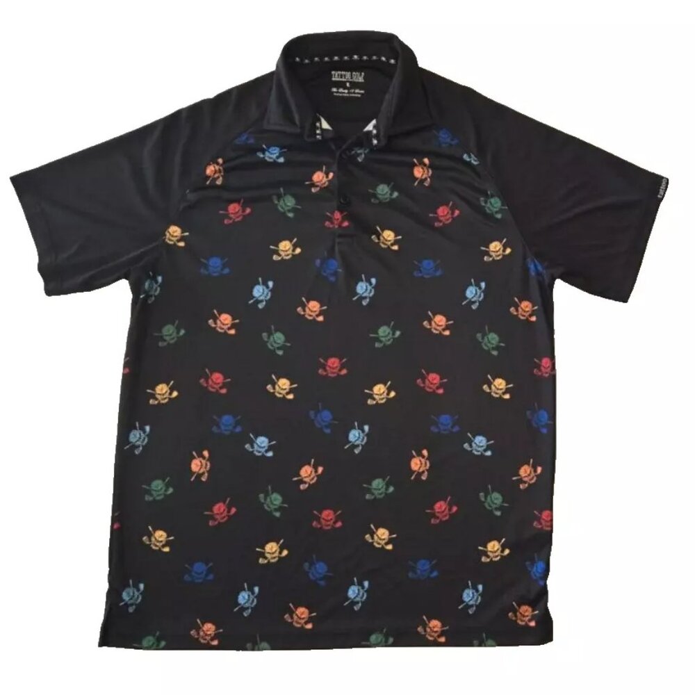Men's TATTOO GOLF "Skull & Crossed Clubs" Polo Golf Shirt. Sz. Large.  NWOT